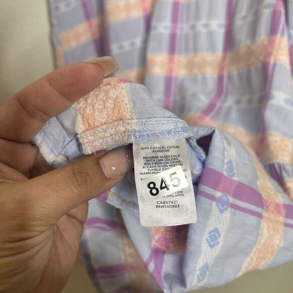 Ann Taylor LOFT Midi Dress Sz Large Pastel Plaid Sleeveless Shift Ruffle Spring - Picture 6 of 8